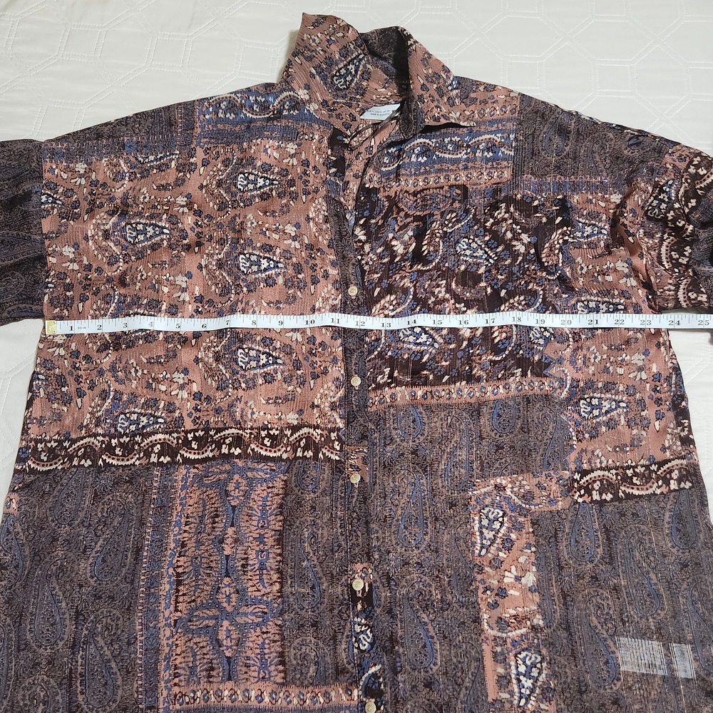 Zara Patchwork Paisley Print Shirt Oversized Bohemian-inspired Lightweight Sheer - Picture 11 of 16